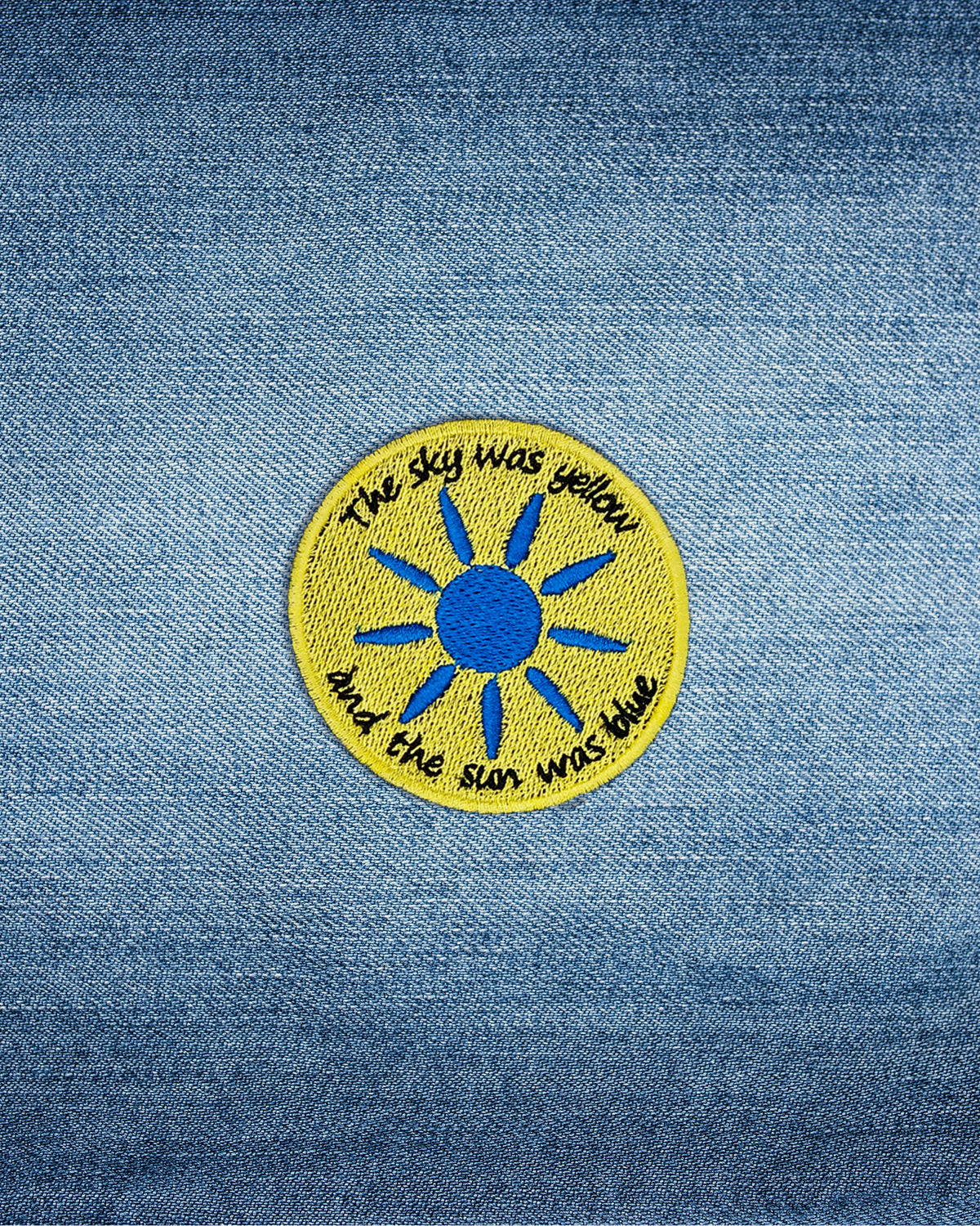 Mini Embroidered Scarlet Begonias “Sky Was Yellow” Patch