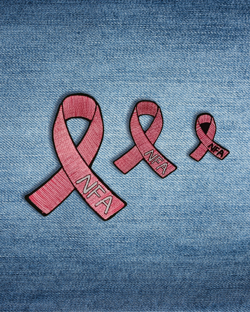Embroidered Breast Cancer NFA Awareness Ribbon Patch | Not Fade Away Pink Ribbon