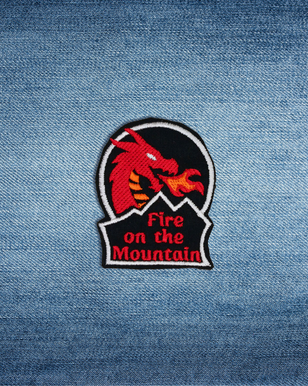 Mini Fire on the Mountain Embroidered Patch | Fantasy Dragon Music Badge