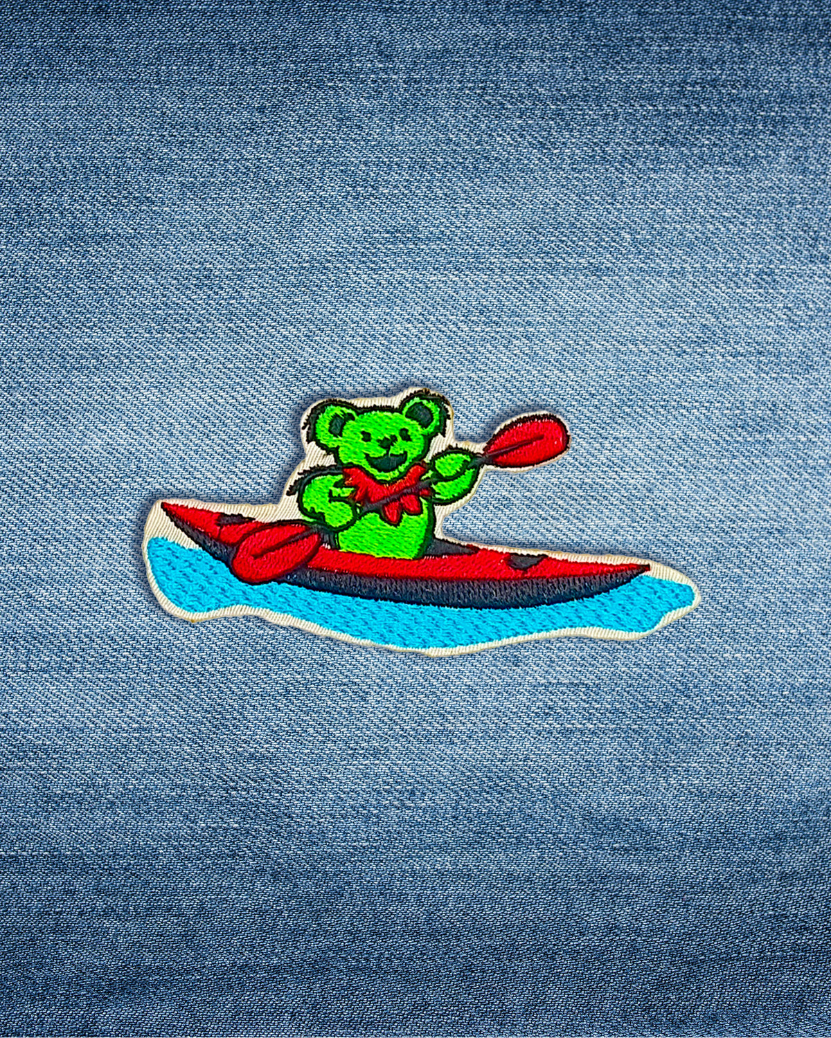Mini Embroidered Kayaking Jerry Bear Patch | Jam Band Outdoor Badge