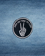 Mini Embroidered Ain’t No Time to Hate Skeleton Peace Sign Patch