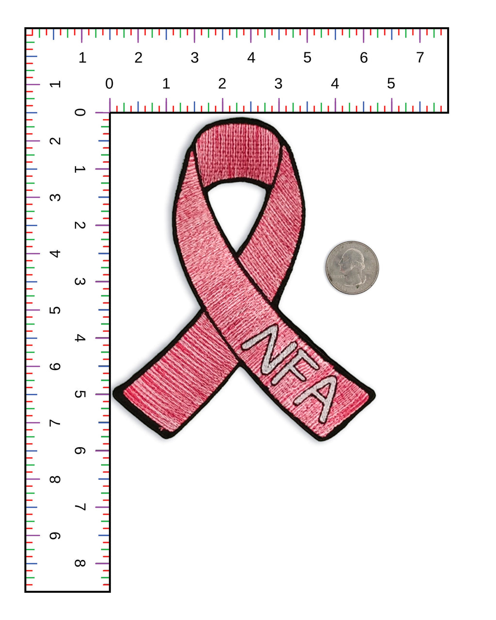 Embroidered Breast Cancer NFA Awareness Ribbon Patch | Not Fade Away Pink Ribbon