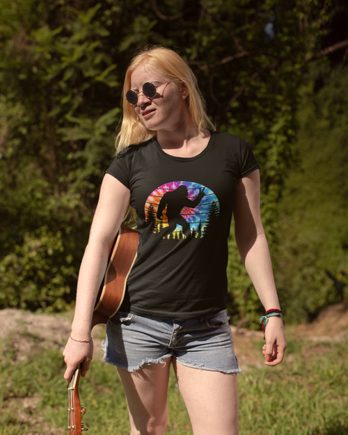 Bigfoot Peace Sign T-Shirt | Tie-Dye Sasquatch Cryptid Tee | Psychedelic Outdoor Shirt